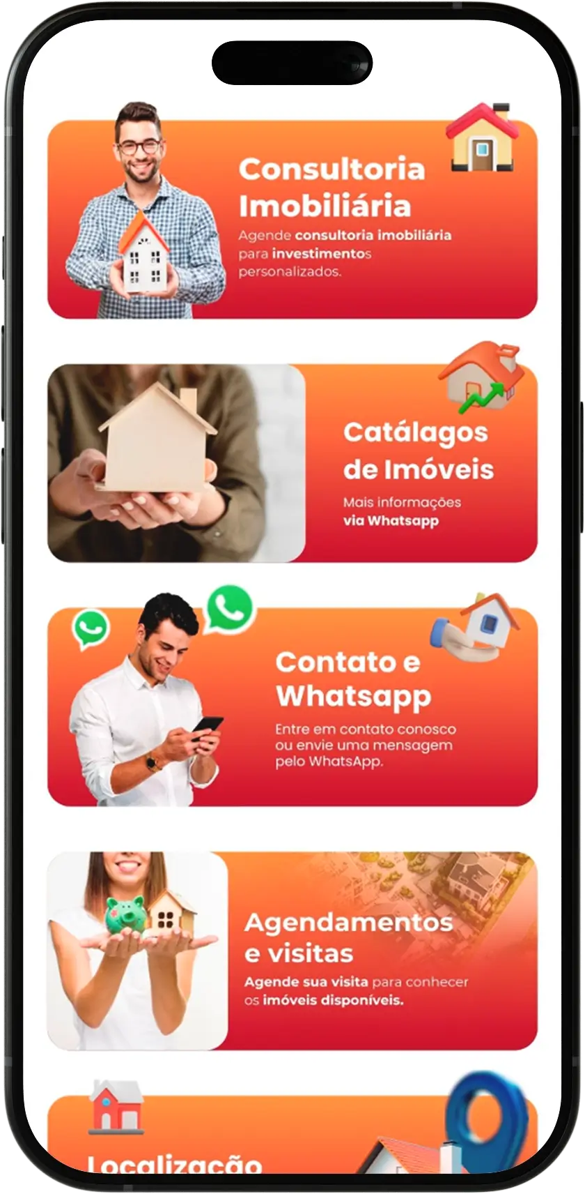 Modelo premium LinkZilla de página de links imobiliária