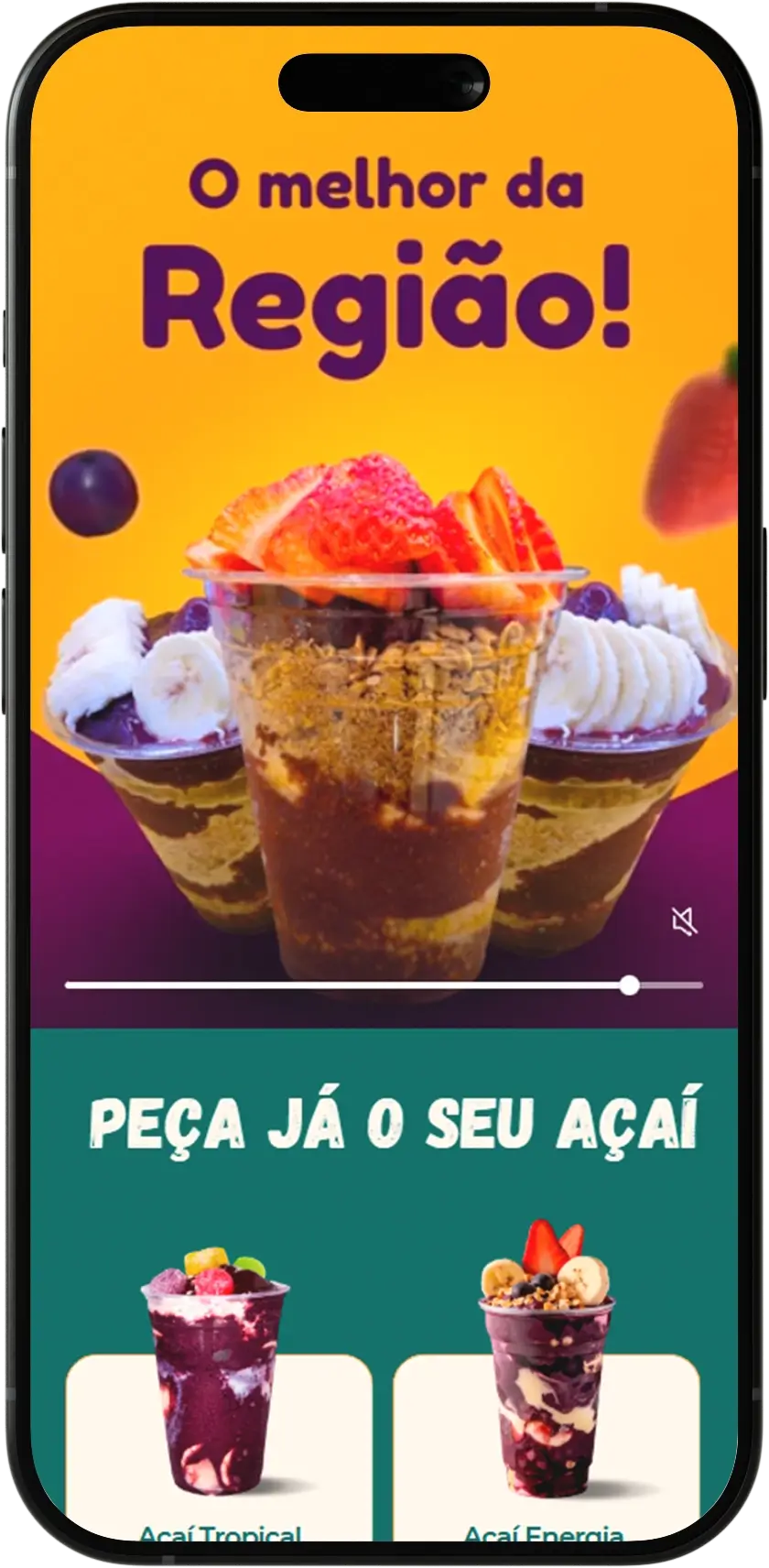 Modelo premium LinkZilla de página de links açaiteria