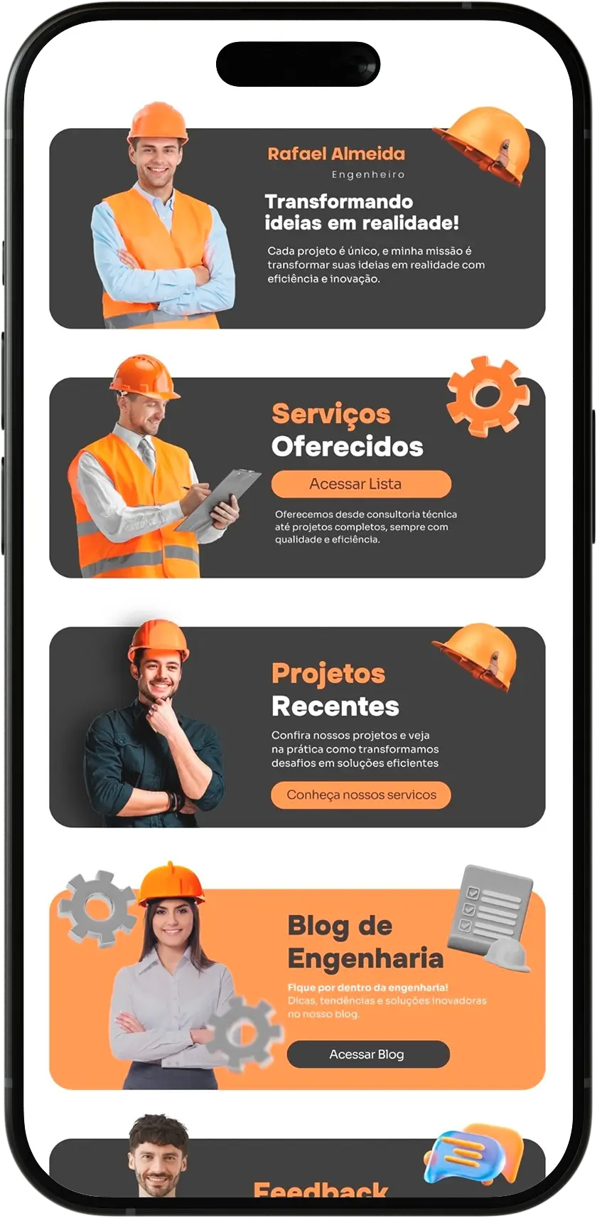 Modelo premium LinkZilla de página de links engenheiro